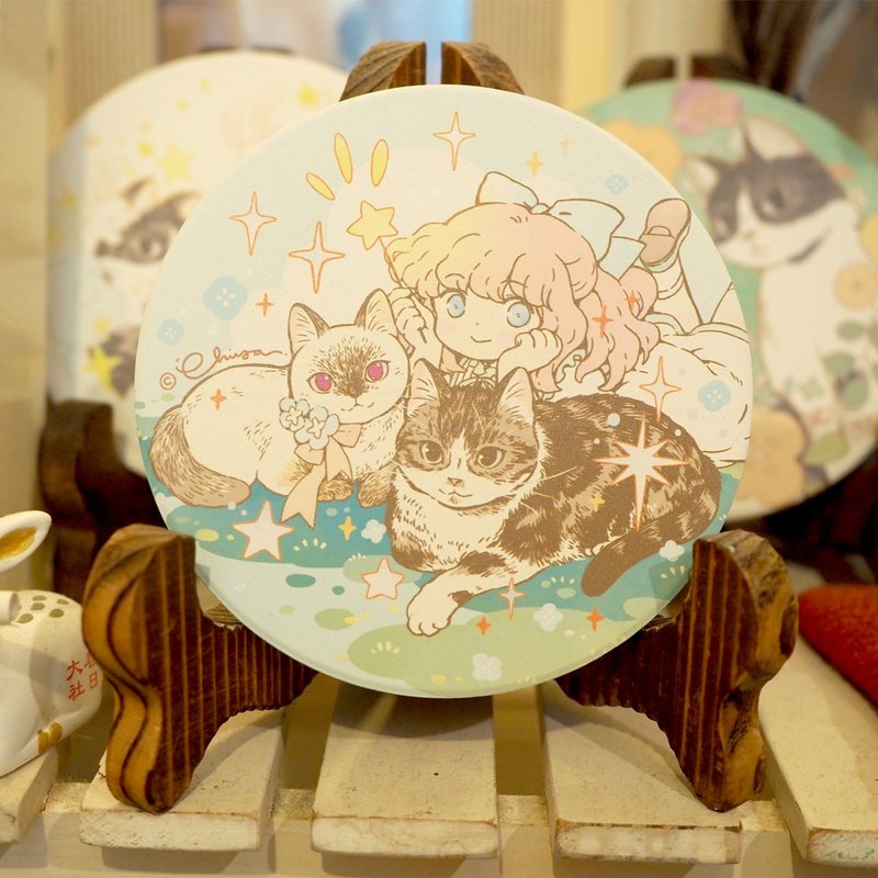 猫猫陶瓷小画装饰摆设 杯垫 Chiya Meow no cat, no life. 系列 - 杯垫 - 陶 