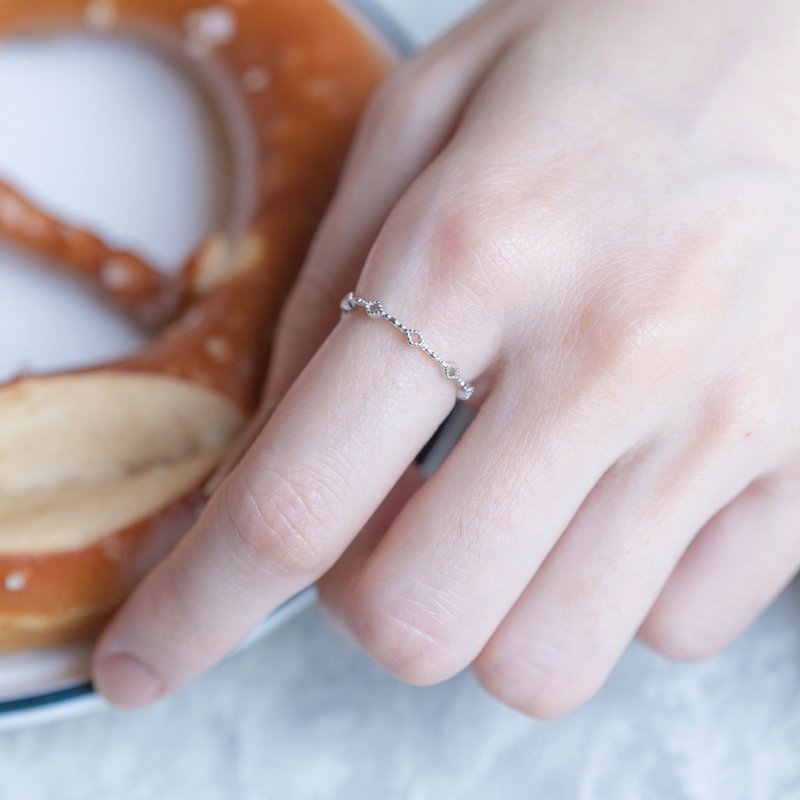 纯银菱形格子细戒戒指 可调式戒指 - 戒指 - 纯银 银色