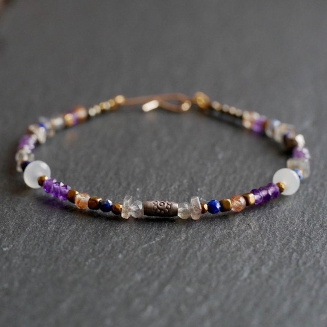 Mix stone&amp;Karen Silver(Thai Silver) Bracelet - 手链/手环 - 宝石 紫色