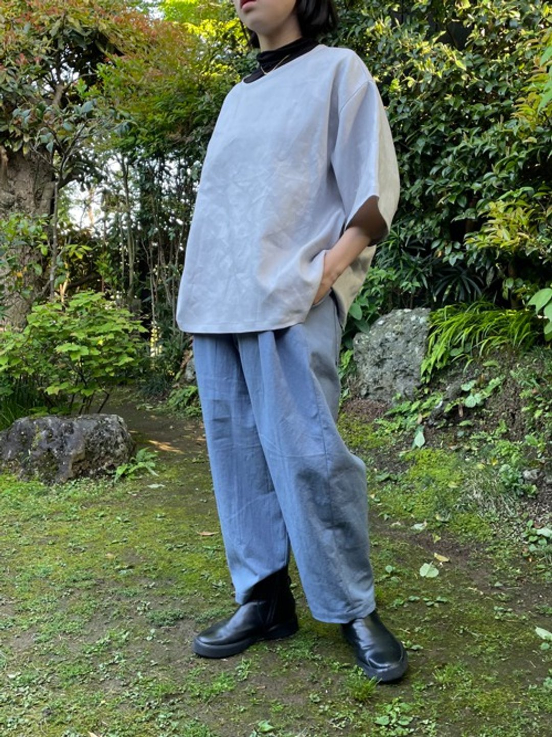Cotton Linen loose tapered pants (light blue) - 女装长裤 - 棉．麻 