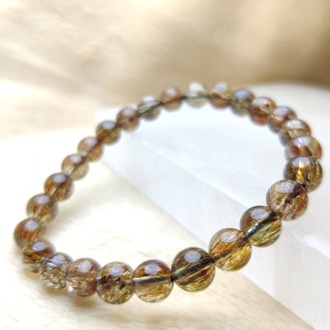 【订制品】黑金超 巴西 6-14mm 黑金超 Tourmaline 手串 - 手链/手环 - 水晶 