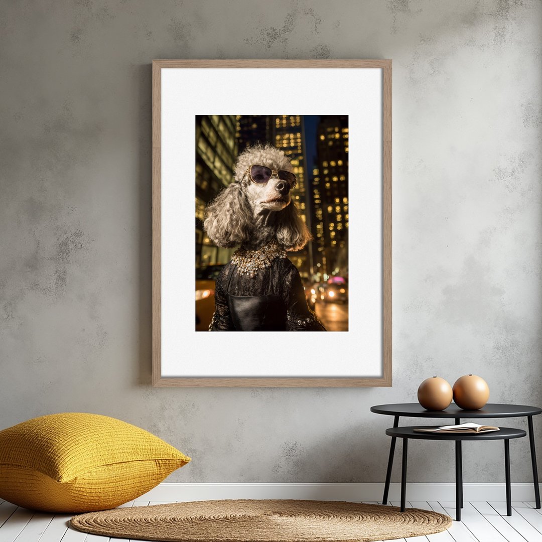 装饰画-附画框 | 贵宾犬| 挂画| 入厝礼| 商店布置| 海报 - 画框/相框 - 木头 卡其色