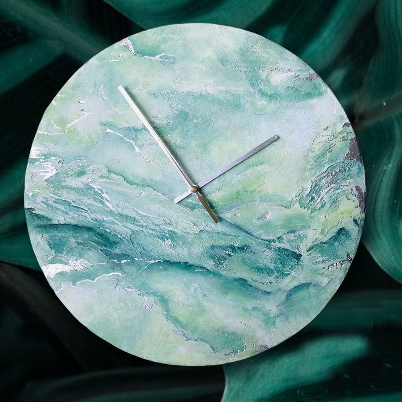 【订制】原创-石纹 画钟 - 时钟/闹钟 - 其他材质 绿色