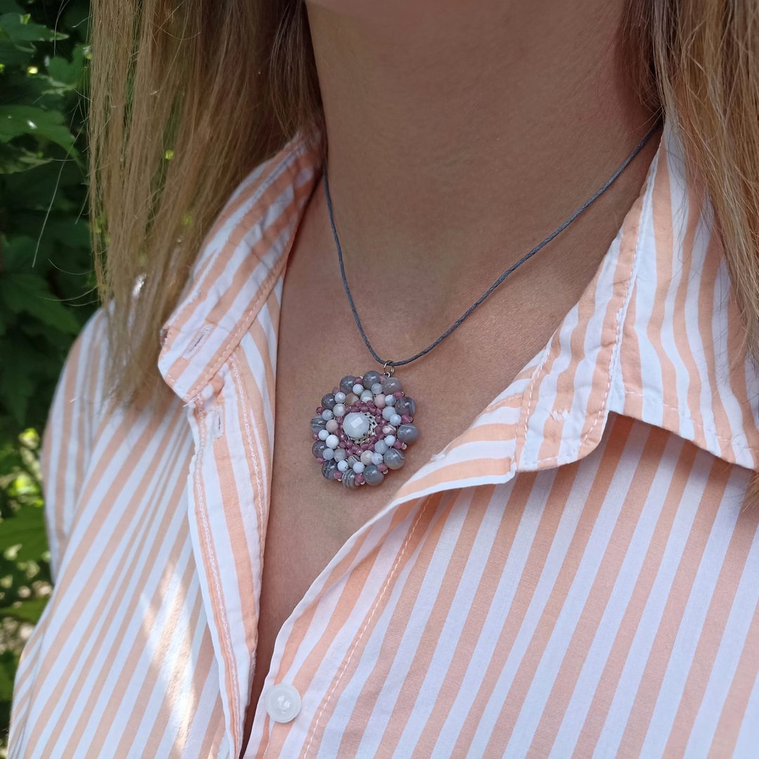jewelry mandala pendant made of natural stones luxury for every woman - 项链 - 宝石 多色