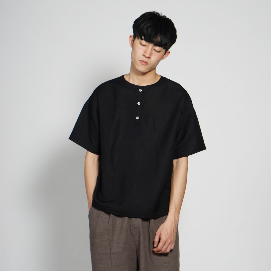 黑白切 17SS 前排扣休闲上衣 黑 - 男装上衣/T 恤 - 棉．麻 黑色