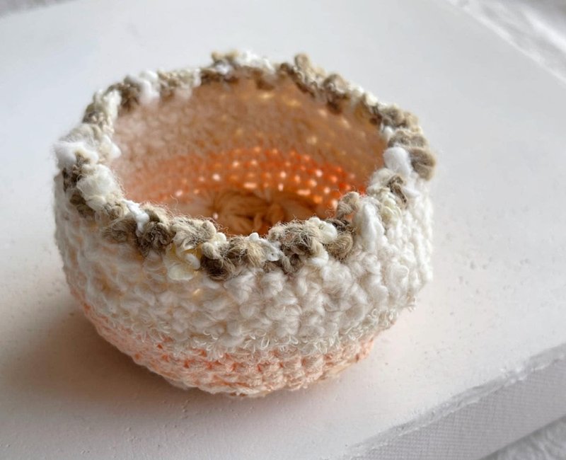Knitting 生命之花置物篮 - 孵 - 收纳用品 - 棉 橘色