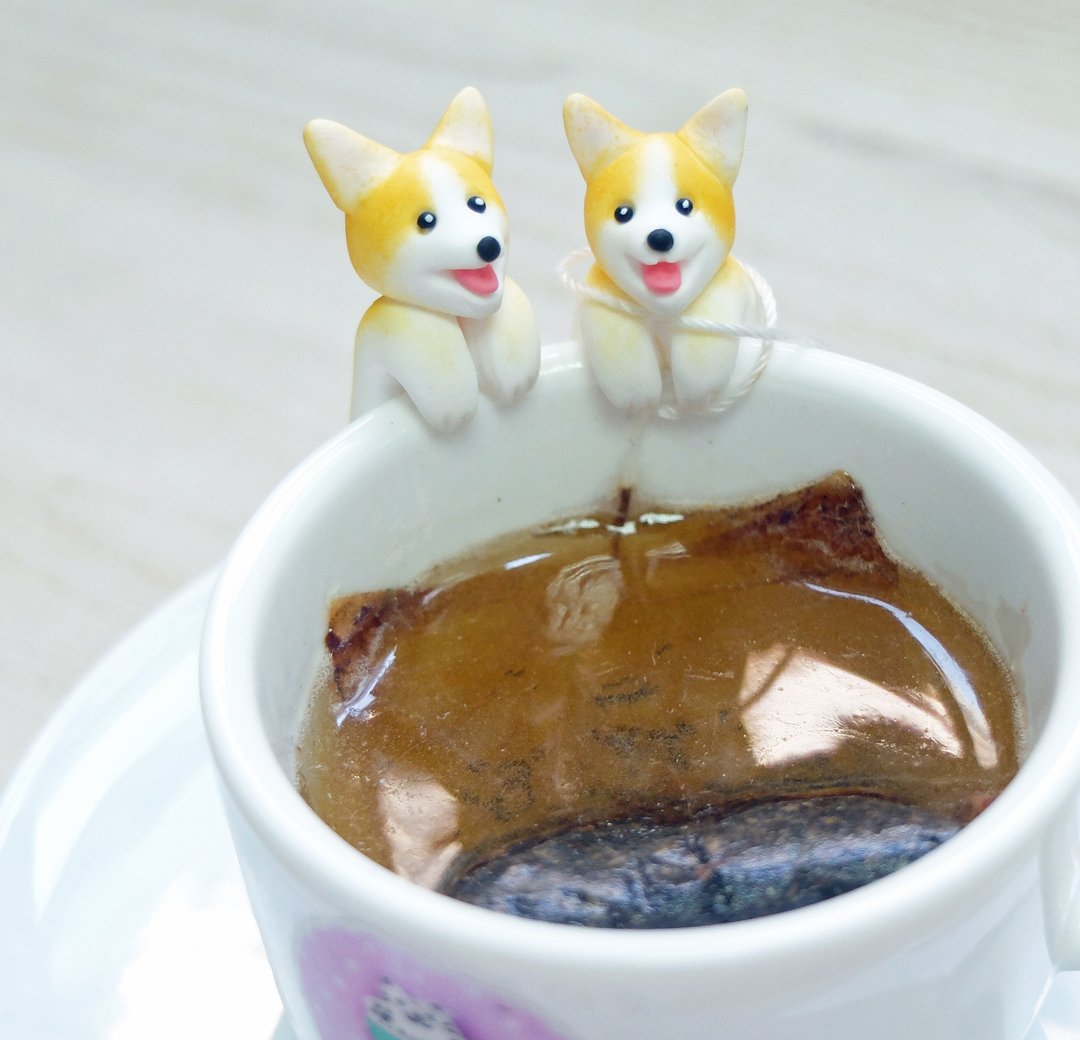 全手作 柯基犬 杯缘子 挂杯哥基茶包架 - 其他 - 粘土 金色