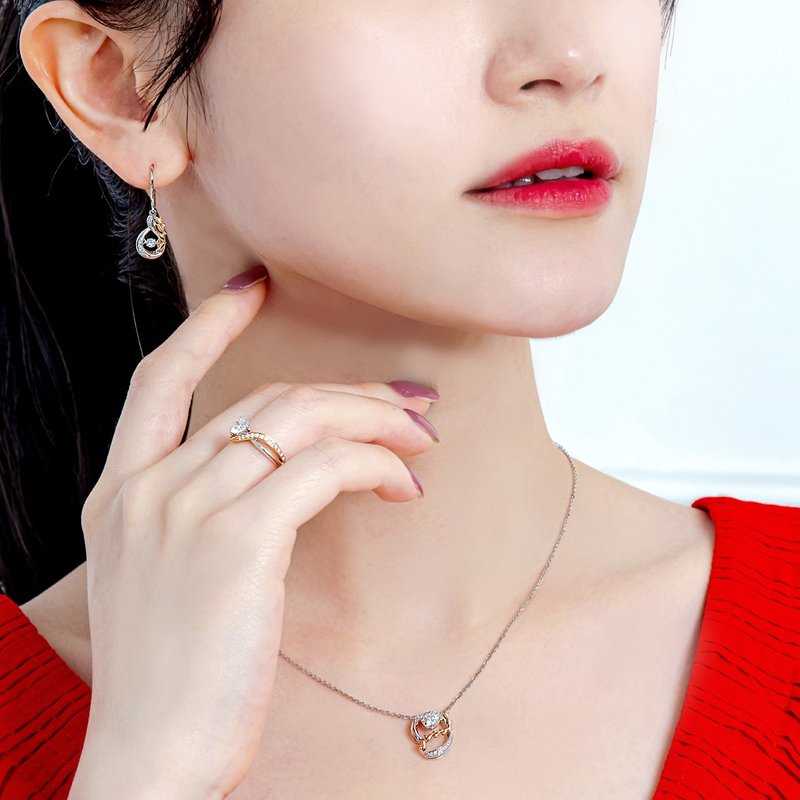 京华钻石 跳舞钻石 18K 共0.15克拉 思念系列钻石耳环 - 耳环/耳夹 - 钻石 