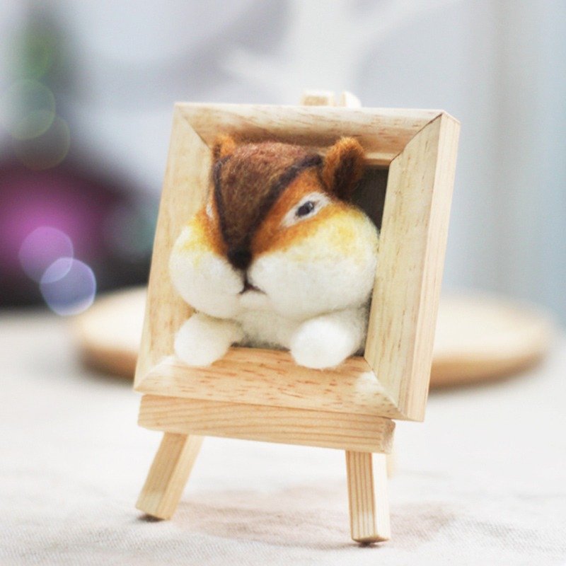 花栗鼠头部羊毛毡相框款材料包 圣诞礼物(附影片教学) - 编织/刺绣/羊毛毡/裁缝 - 羊毛 咖啡色