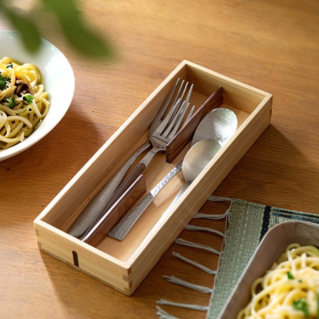 日本霜山 天然桧木餐具收纳盒/筷盒(附分隔片)-3入 - 收纳用品 - 木头 卡其色