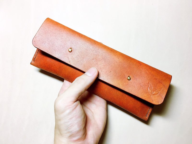 定制 双扣笔袋  情人节送礼 - 铅笔盒/笔袋 - 真皮 咖啡色