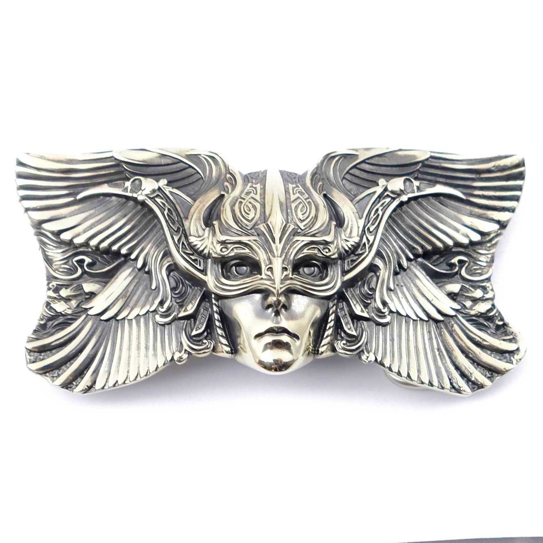 Valkyrie soild german silver belt buckle, Scandinavian goddess belt accessory - 皮带/腰带 - 其他材质 银色