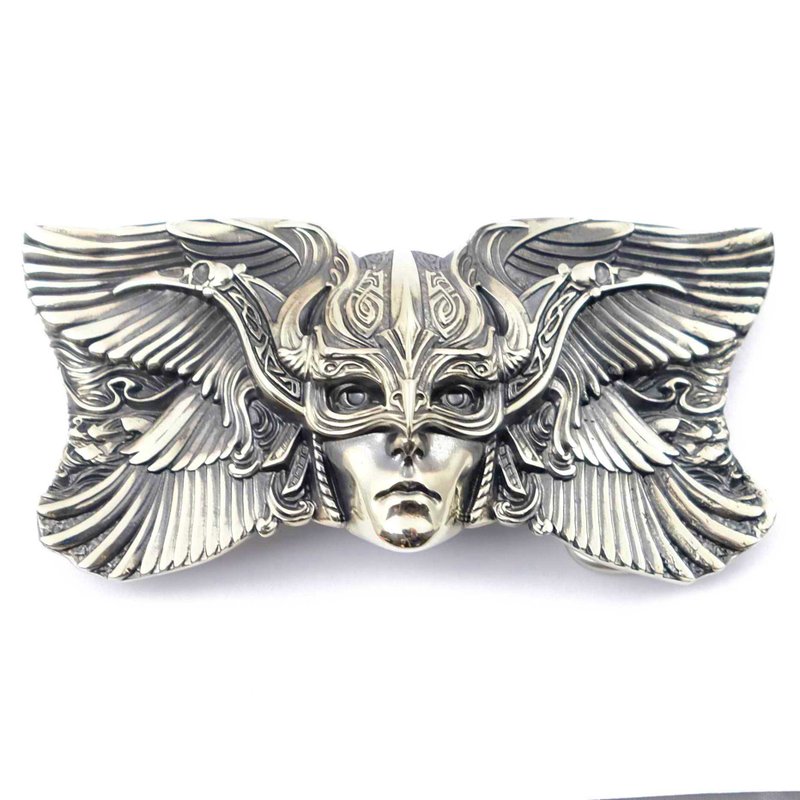 Valkyrie soild german silver belt buckle, Scandinavian goddess belt accessory - 皮带/腰带 - 其他材质 银色