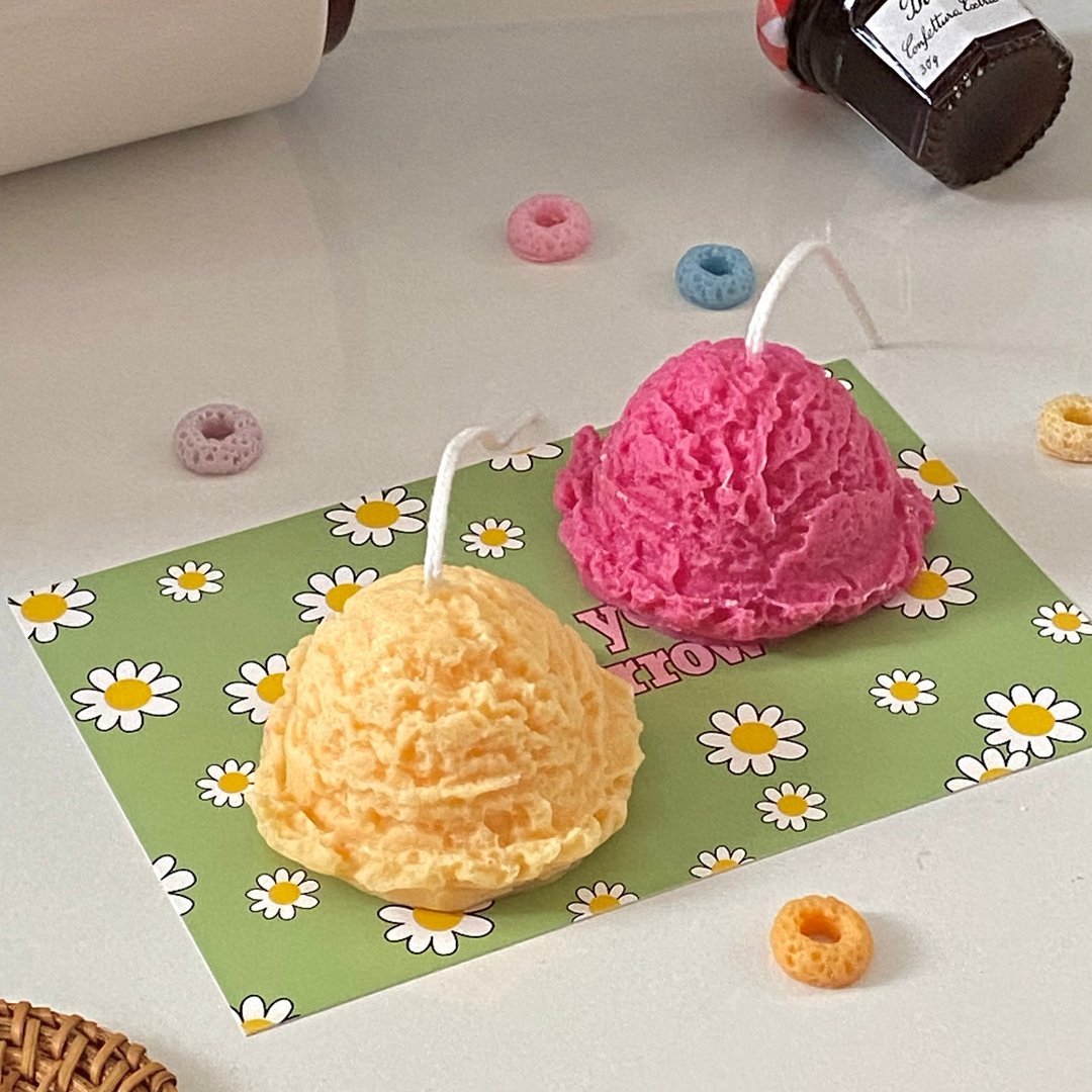 【甜点系列】凉爽的冰淇淋蜡烛 ice cream candle - 蜡烛/烛台 - 蜡 
