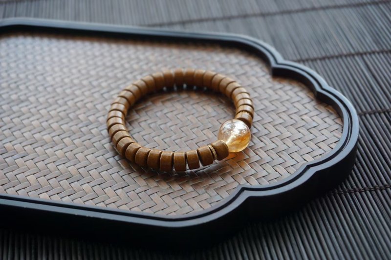 天然栀子花合香珠直切手链合香珠搭配925银隔片黄胶花转运珠缓压 - 手链/手环 - 水晶 