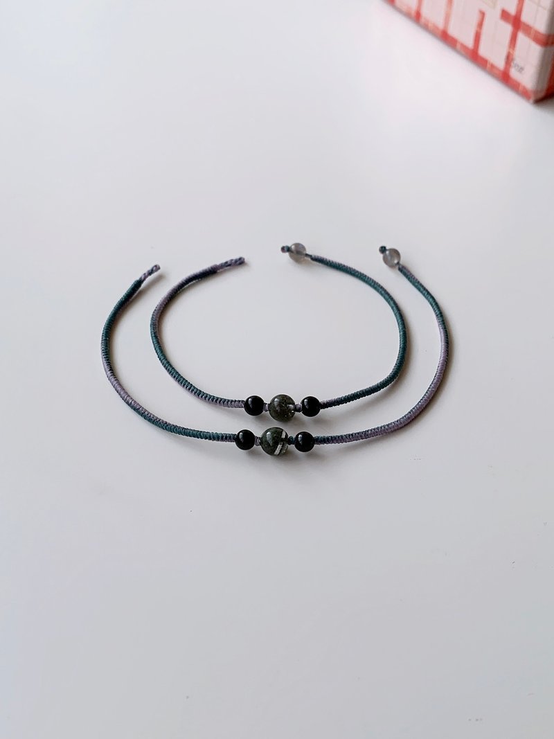 绿幽灵+黑曜石 自选色 / 极细 金刚结 / 主正财招贵人旺事业 - 手链/手环 - 宝石 白色