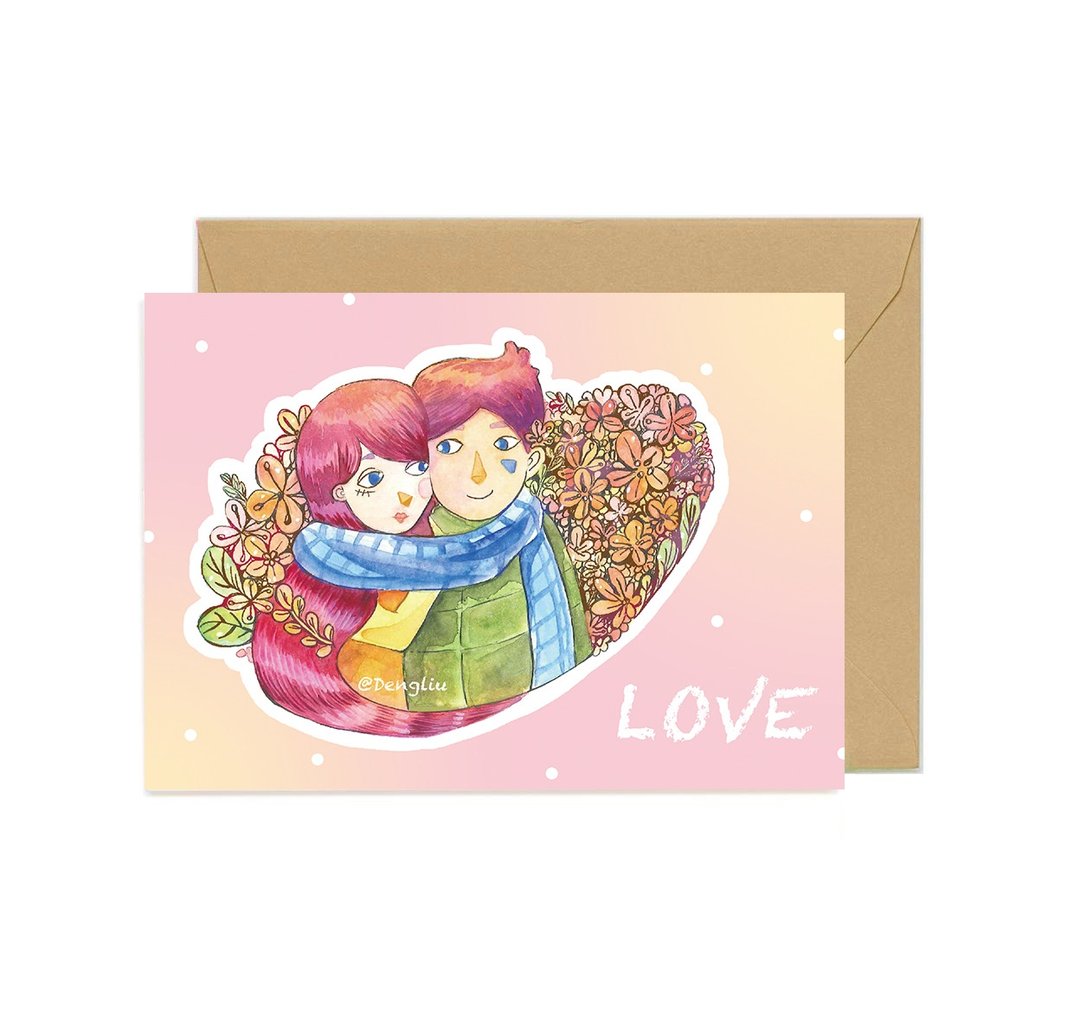 Love 情人节贺卡 附牛皮信封 - 卡片/明信片 - 纸 