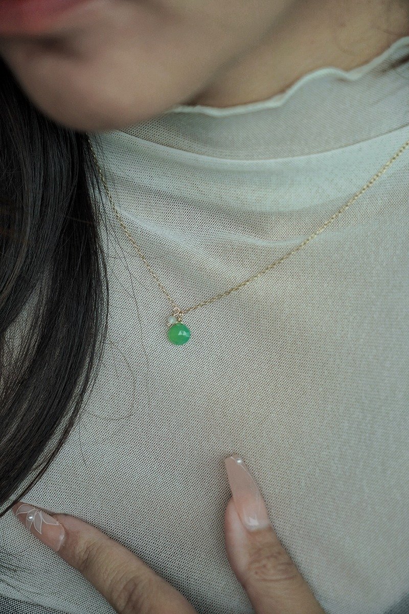 AAA绿玉随&月光石项链 SV925/14KGF - 项链 - 水晶 绿色