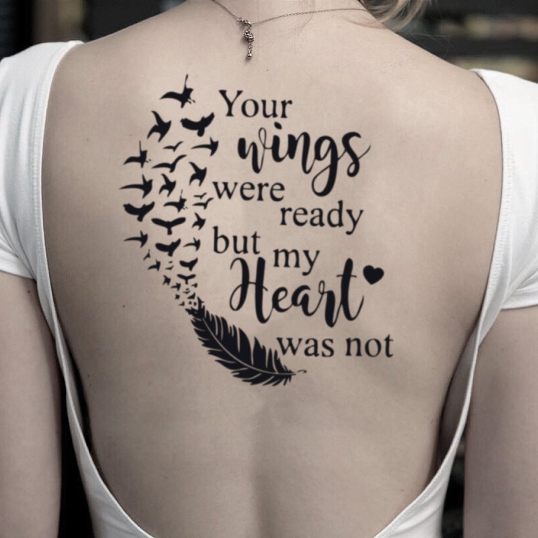 OhMyTat 英文字句 Your Wings Are Ready 刺青图案纹身贴纸 (2张) - 纹身贴 - 纸 黑色