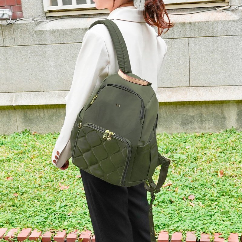 口袋款后开式防盗后背包(大款)23343(经典绿) - 后背包/双肩包 - 尼龙 绿色