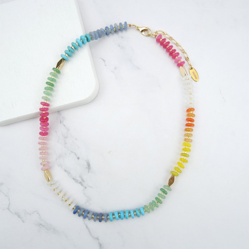 PANNE 钮扣形状多色宝石项链 - 项链 - 石头 多色