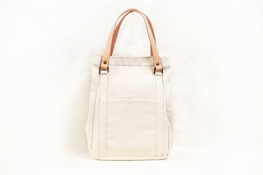 Cowhide canvas / Tochigi leather tote bag Large capacity bag Made in Japan bag totebag [Natural] JAB007 - 手提包/手提袋 - 真皮 白色