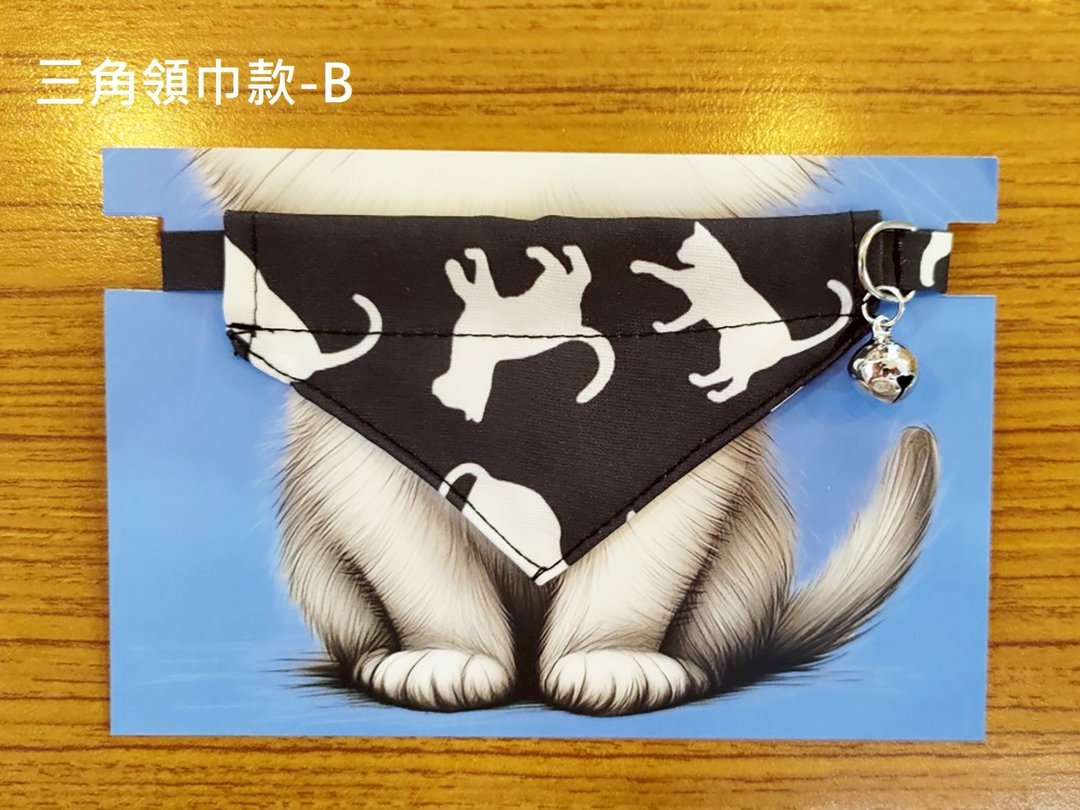 3猫小铺独家设计猫咪图案项圈-三角领巾款B - 项圈/牵绳 - 聚酯纤维 