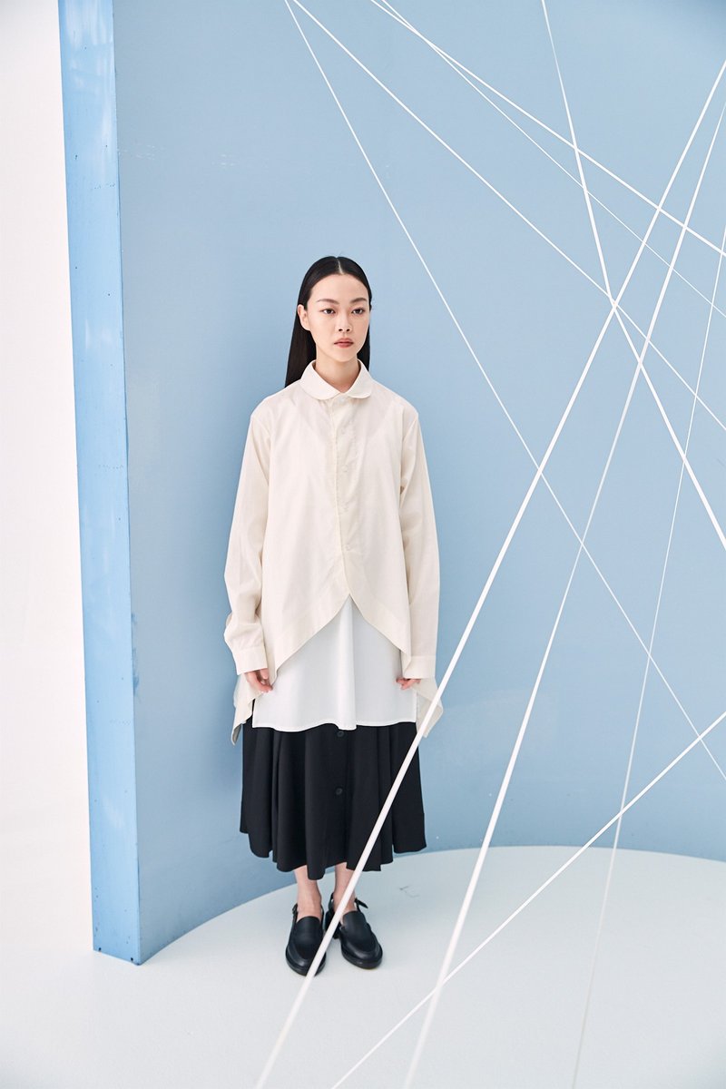 圆弧门襟伞状衬衫 - 女装衬衫 - 棉．麻 