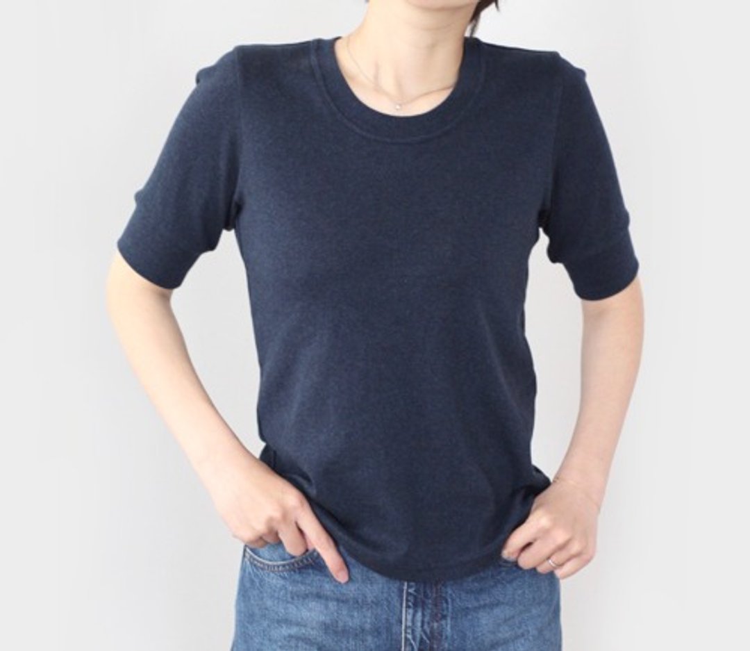 Organic cotton made in Japan Adult quarter sleeve cuff rib T-shirt with attention to shape [Available in sizes and colors] - 女装上衣 - 棉 