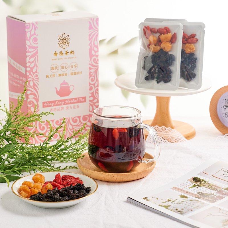 活力满满花茶 (12包/盒) - 黑桑椹, 枸杞, 桂圆 养生花茶包 - 茶 - 其他材质 
