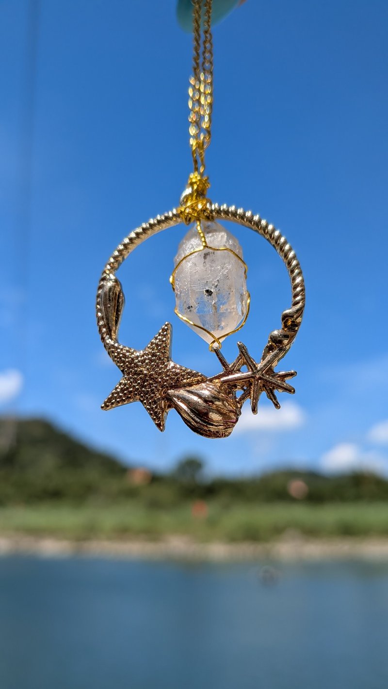 爱海的原矿水晶项链 - 项链 - 宝石 金色