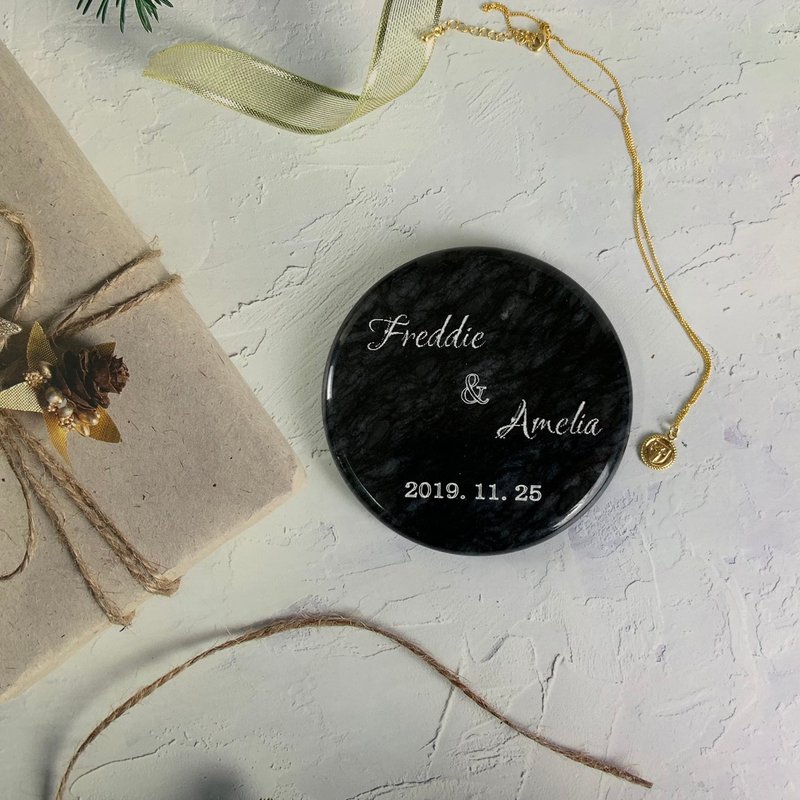 定制化礼物【定制化】大理石杯垫 (一组两片) - 杯垫 - 石头 黑色