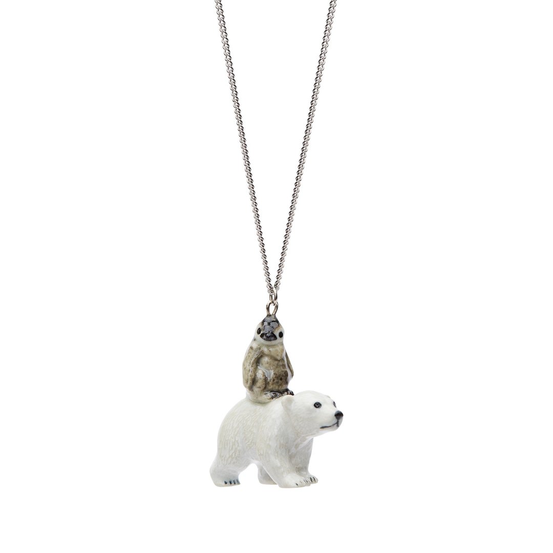 AndMary 手绘瓷项链-企鹅和北极熊 礼盒装 Penguin & Polar Bear - 项链 - 瓷 白色