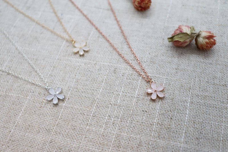 Flower Crystal Charm 925 Sterling Silver Chain Necklace - 项链 - 水晶 