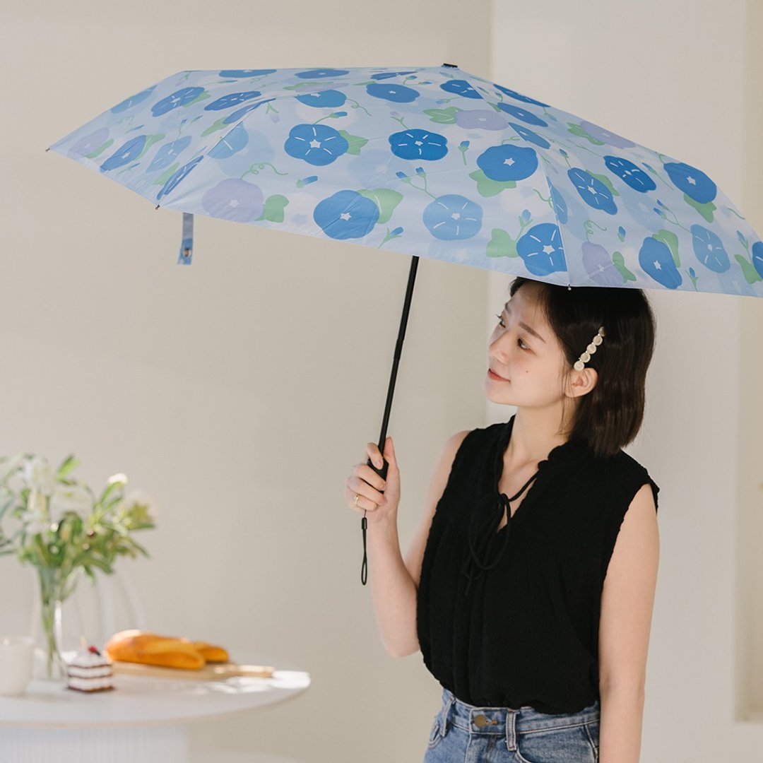 【rento】防晒黑胶安全自动伞-牵牛 - 雨伞/雨衣 - 防水材质 蓝色