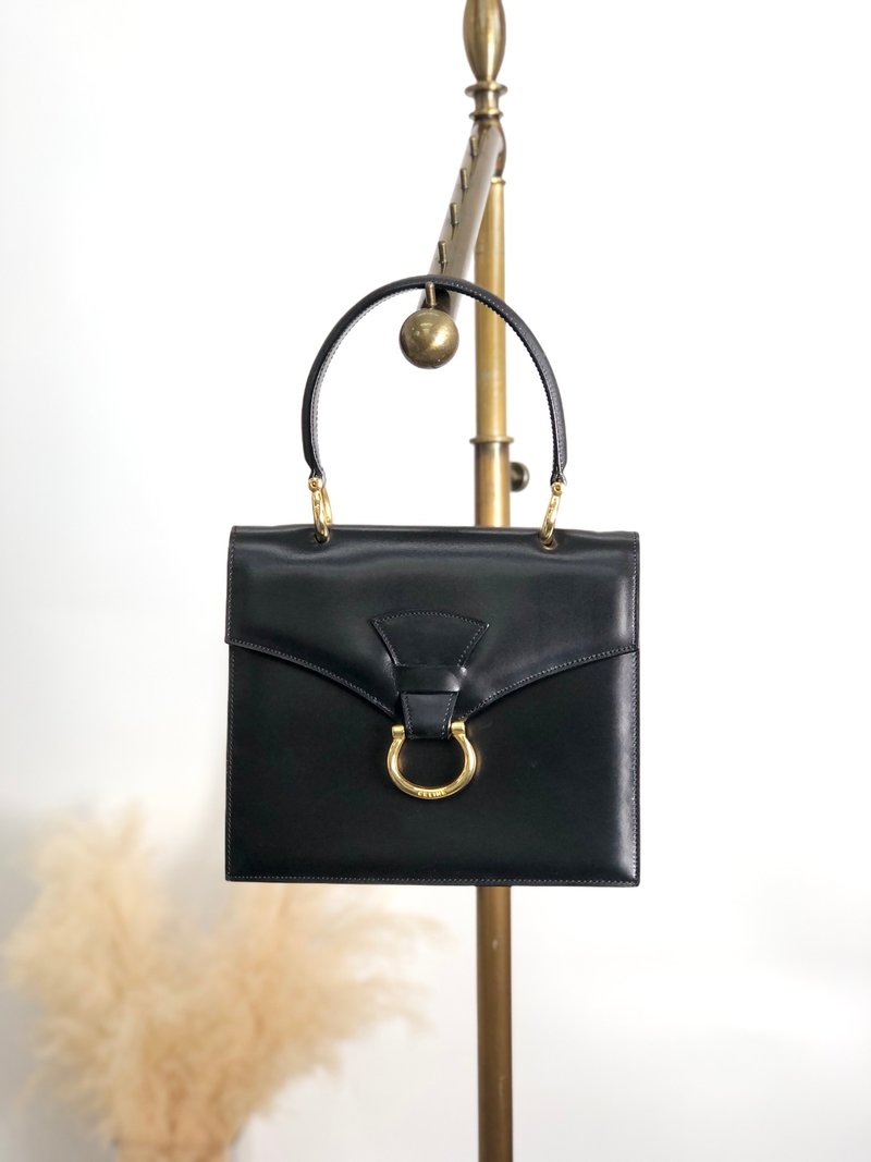 【日本直送 名牌中古包】CELINE 经典手提包 黑色 马衔扣 皮革 顶部提把 vintage 古董 b2e5yr - 手提包/手提袋 - 真皮 黑色