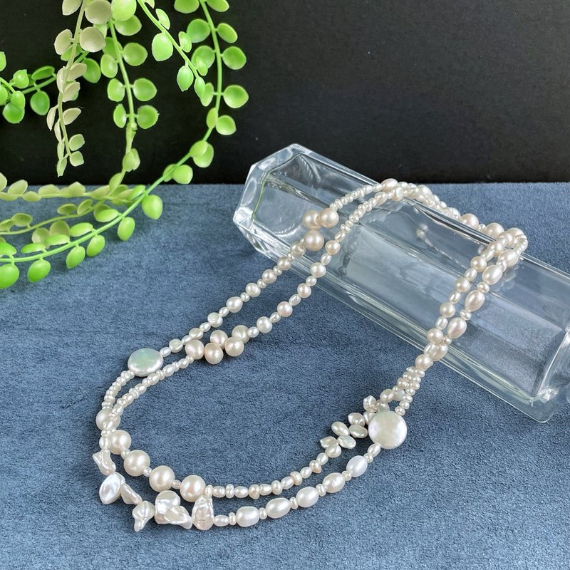 【包邮】节奏珍珠长项链 86cm 淡水珍珠【独一无二】 - 项链 - 珍珠 白色