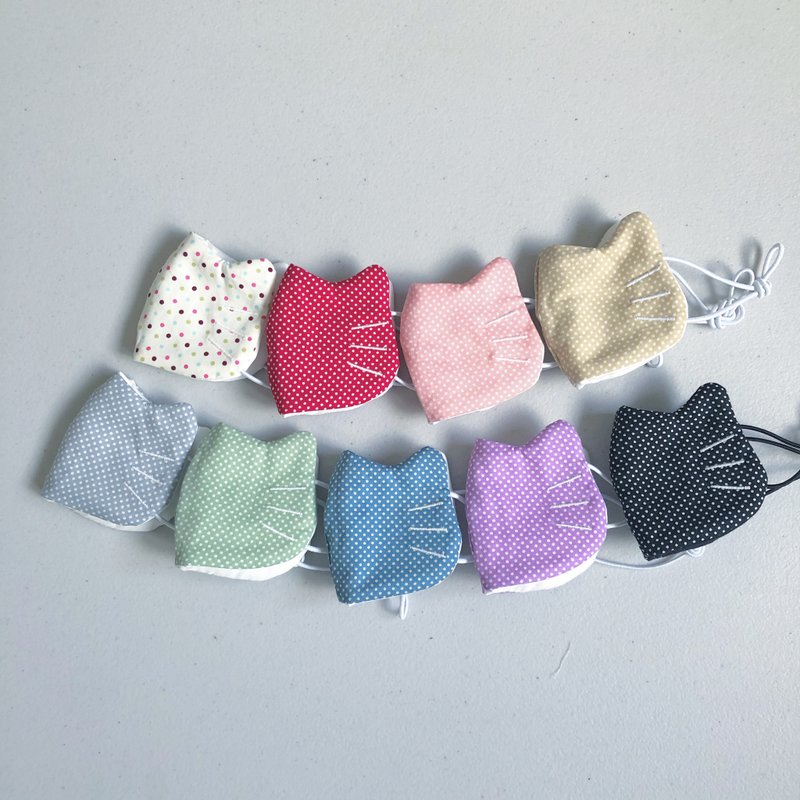 定制。多色。口罩。普通版。滤心版。大人小孩。猫。点点 - 口罩 - 棉．麻 多色