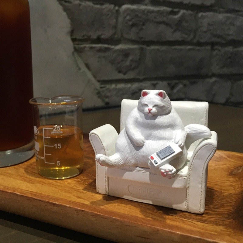 肥猫下班后(手机座/名片座)白花纹 - 摆饰 - 其他材质 白色