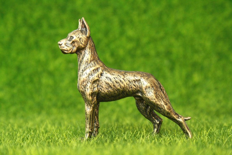 Great Dane dog - miniature statuette of bronze, metal figurine - 摆饰 - 铜/黄铜 