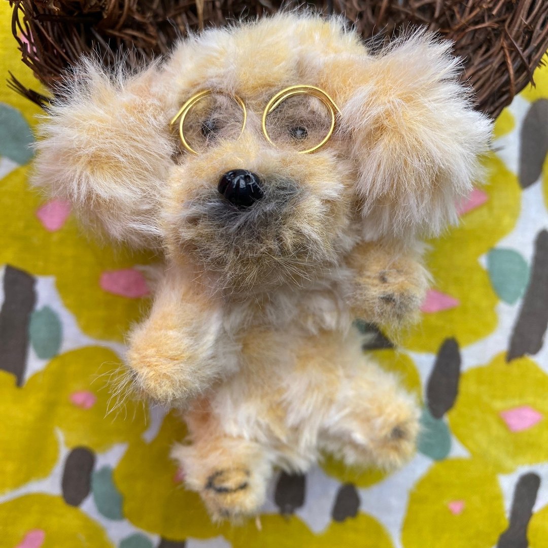 戴眼镜的金毛犬 站着10cm-毛根扭扭棒手作/玩偶公仔毛料娃娃 - 玩偶/公仔 - 其他人造纤维 金色