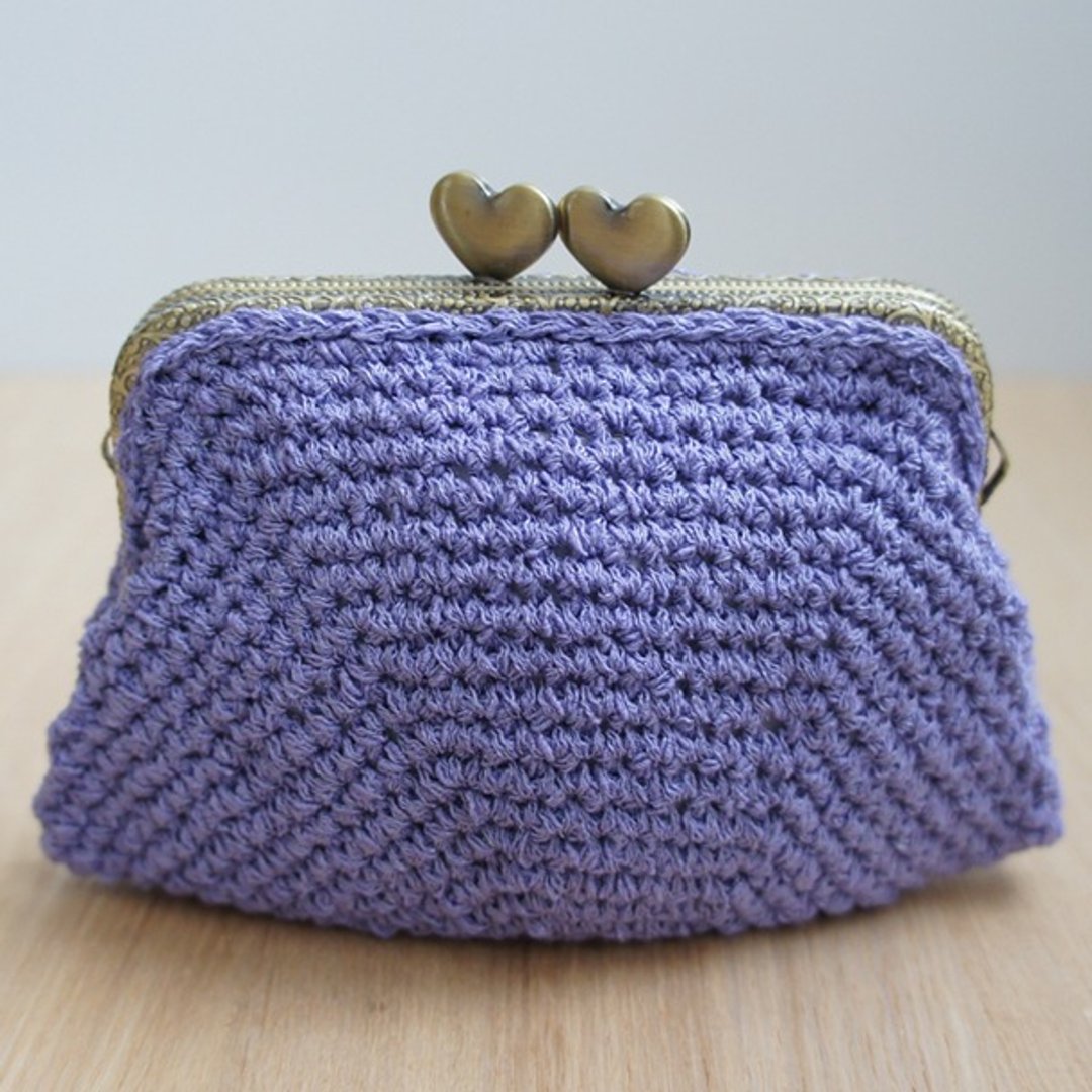 Ba-ba handmade Crochet pouch No.C979 - 化妆包/杂物包 - 其他材质 紫色