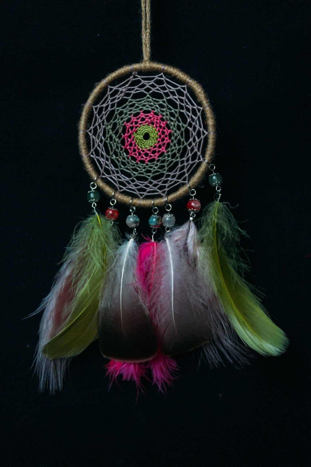 纯手工捕梦网 Handmade Dreamcatcher－【颜色编织－粉绿】 - 摆饰 - 其他材质 卡其色