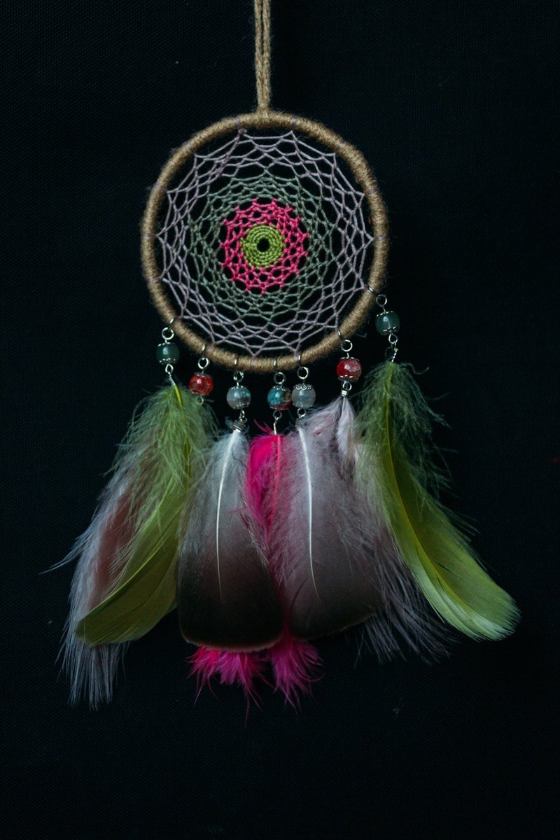 纯手工捕梦网 Handmade Dreamcatcher－【颜色编织－粉绿】 - 摆饰 - 其他材质 卡其色