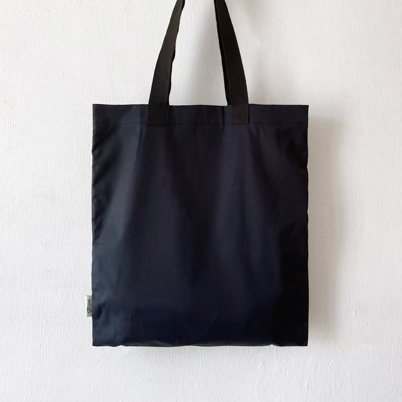 (深蓝色) 超轻布袋, 全人手制Tote bag - 编织/刺绣/羊毛毡/裁缝 - 棉．麻 卡其色