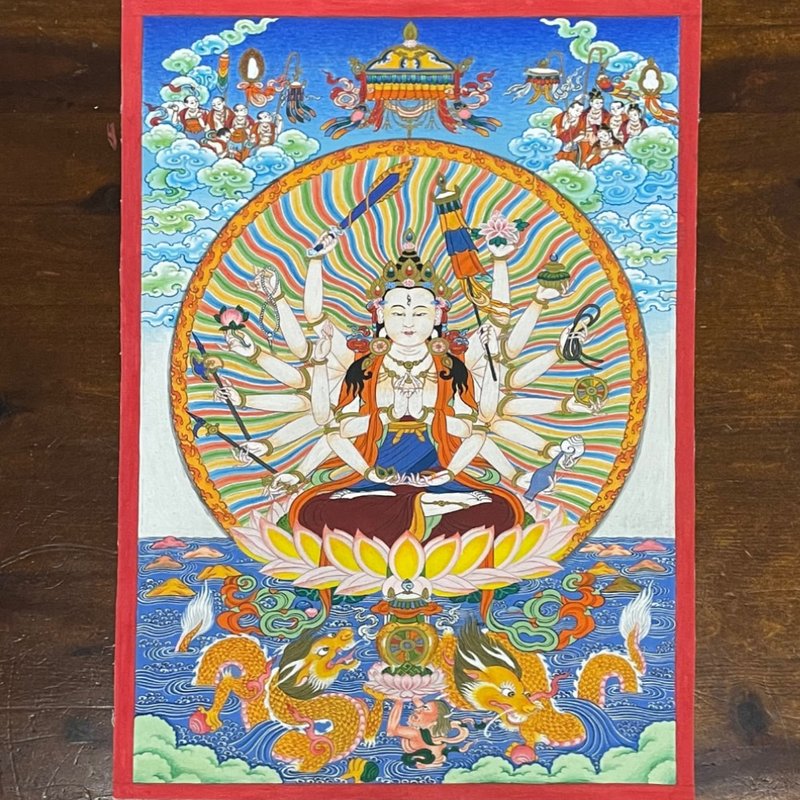 藏传佛教不丹画师Pema Tenzin手绘唐卡 230mm x 320mm - 海报/装饰画/版画 - 其他材质 