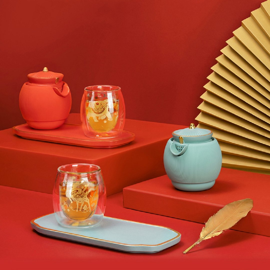 故宫宫廷文化 | 小泡蛋小君杯 一壶一杯 私享茶具 圣诞礼物 新年 - 茶具/茶杯 - 陶 红色