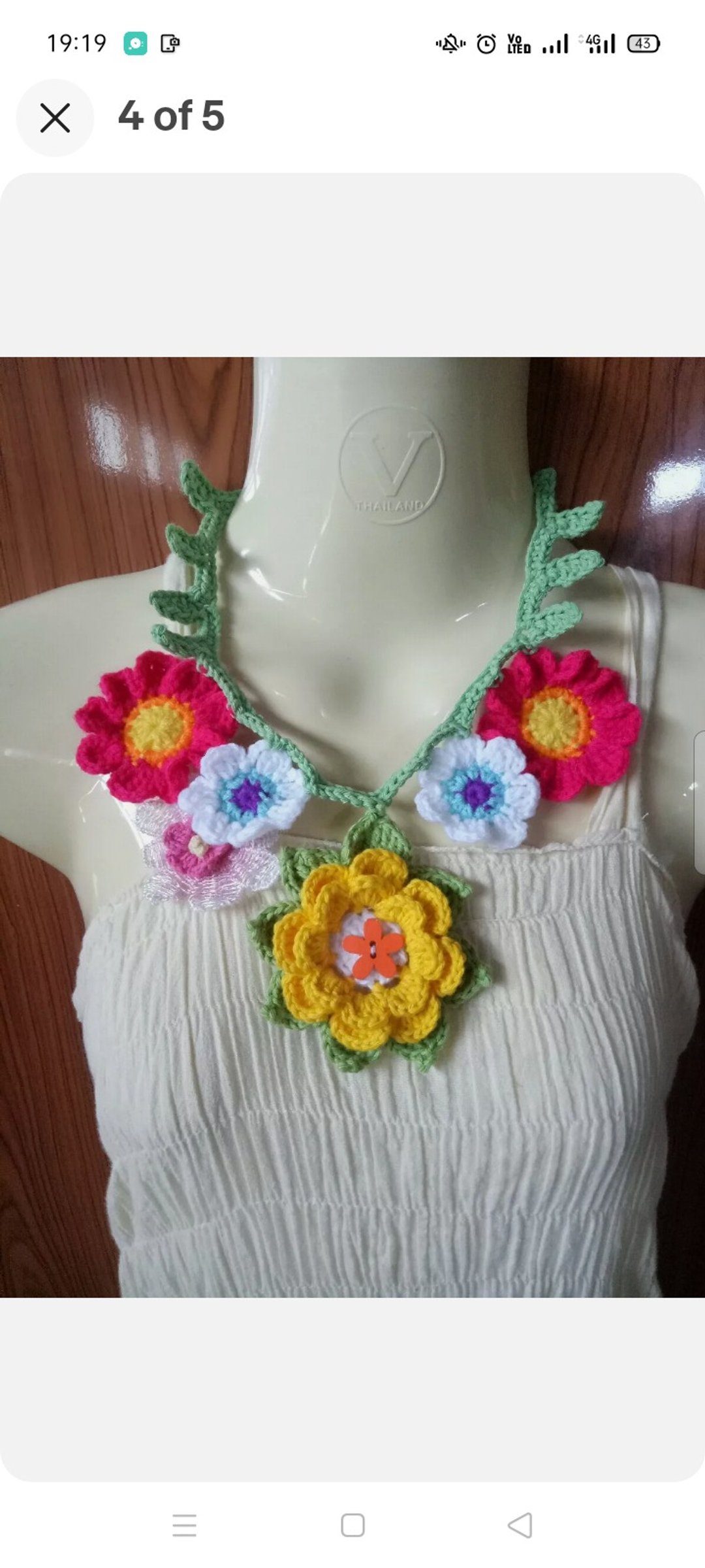 Necklace Crochet Scarf Flower handmade - 项链 - 其他材质 多色