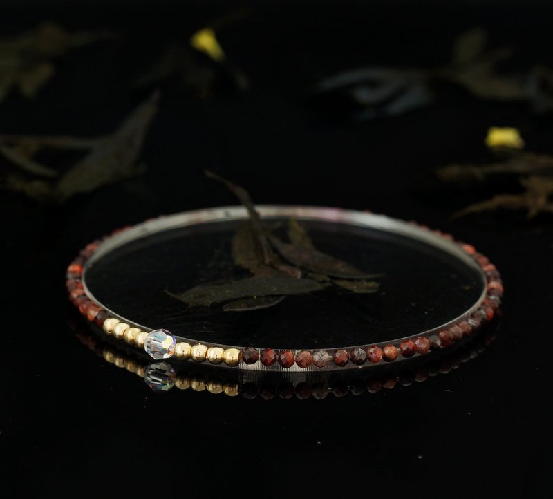 轻奢风 红虎眼石 14KGF Swarovski 水晶手链 - 手链/手环 - 宝石 