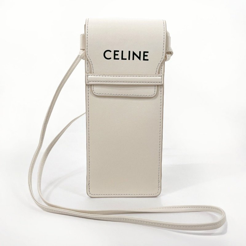 【日本直送 二手美品】CELINE 肩背包 太阳眼镜盒 小包 手机包 迷你斜背包 Logo - 侧背包/斜挎包 - 真皮 白色